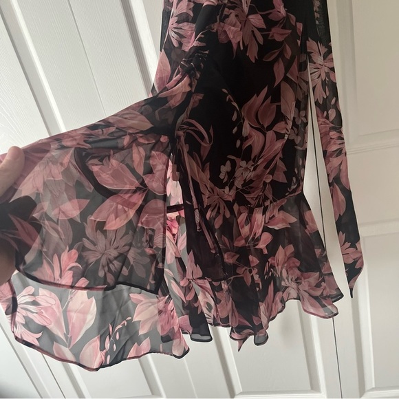 Connected Apparel Floral Dress Black & Pink Size 14 NWT - Picture 7 of 12